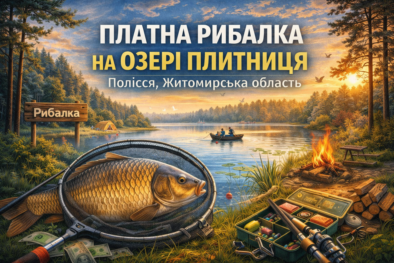 Платна рибалка на Озері Плитниця (Полісся, Житомирська область)