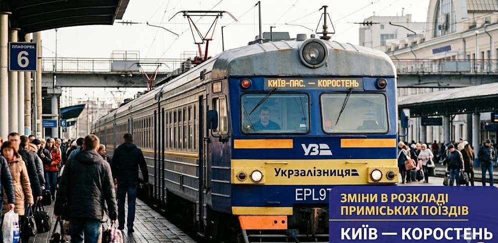 Зміни в розкладі приміських поїздів Київ — Коростень 27, 30, 31 липня та 1 серпня