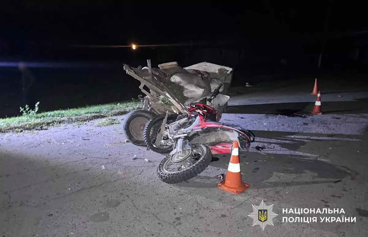 На Звягельщині мотоцикл зіткнувся з возом: травмувалися троє людей