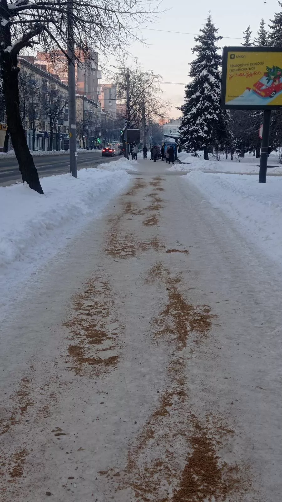 У Житомирі комунальники розчищають тротуари від снігу та льоду