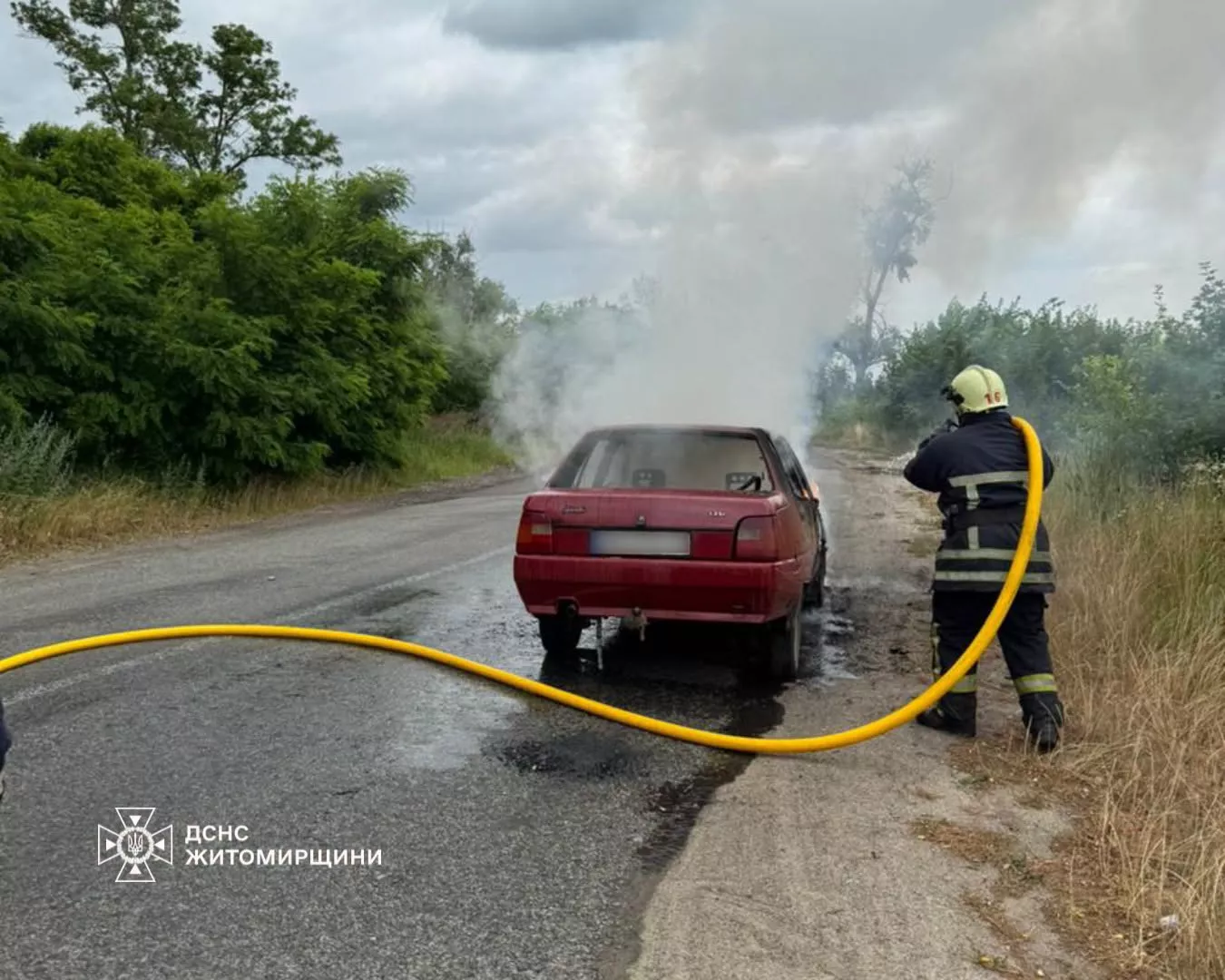 Під час руху загорівся автомобіль: на Житомирщині водійка вчасно помітила небезпеку