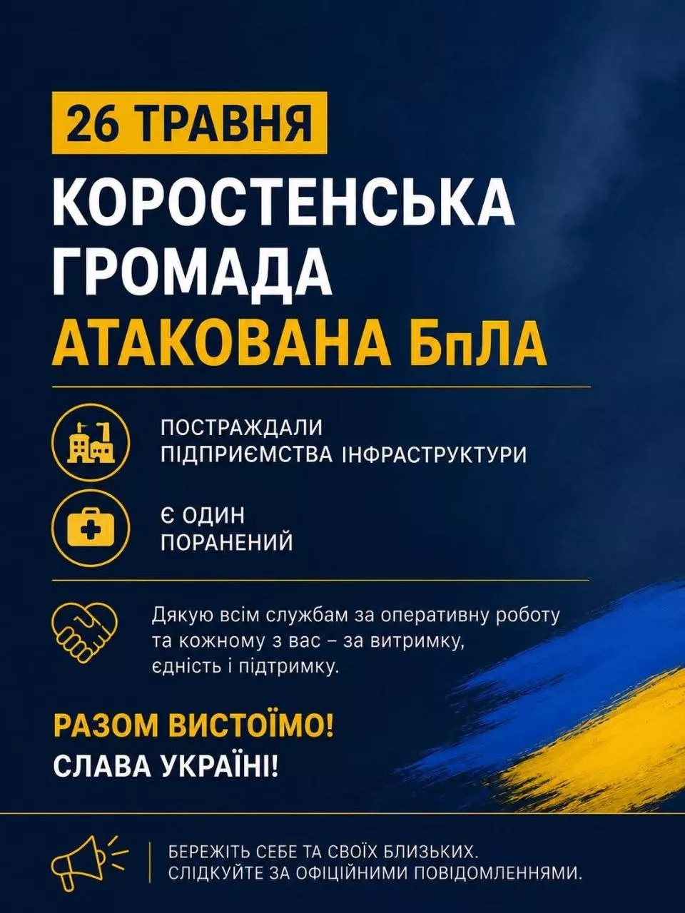  Коростень знову атакували російські дрони: пошкоджена інфраструктура, є поранений