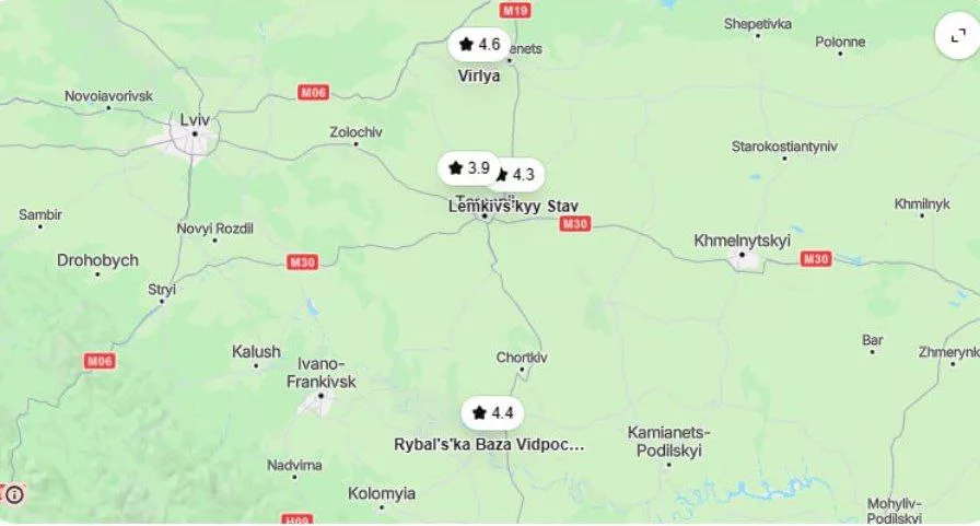 Рибальські бази з будинками в Тернопільській області