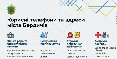 Корисні телефони та адреси міста Бердичів