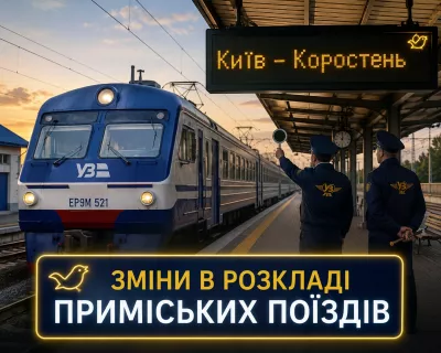 Припинять рух приміських електричок між Києвом і Коростенем: що потрібно знати пасажирам