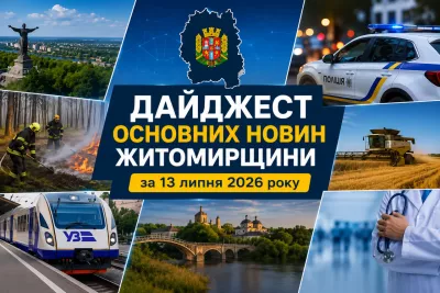 Дайджест основних новин Житомирщини за 13 липня 2026 року