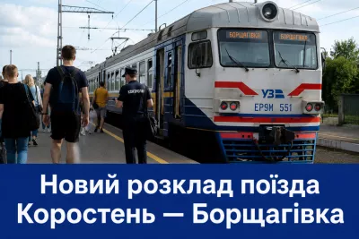 Поїзд Коростень — Борщагівка №6626 курсуватиме за новим розкладом