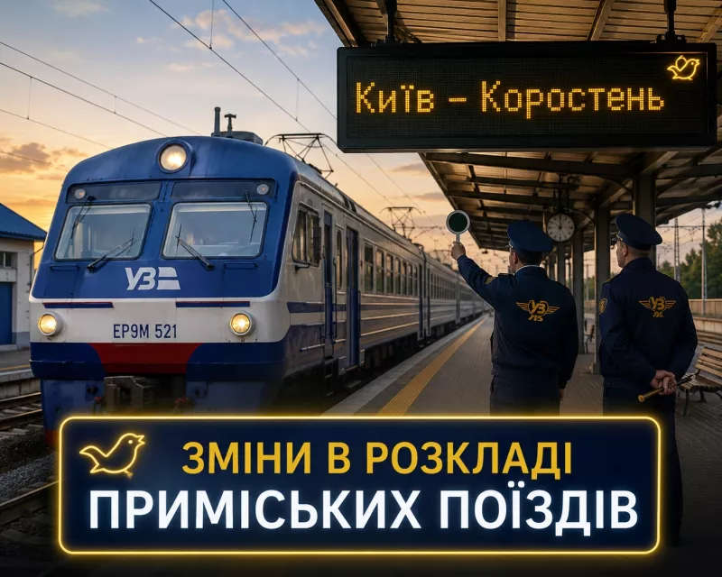 Припинять рух приміських електричок між Києвом і Коростенем: що потрібно знати пасажирам