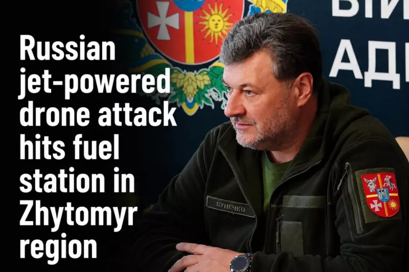 Russian drone attack hits fuel station in Zhytomyr region