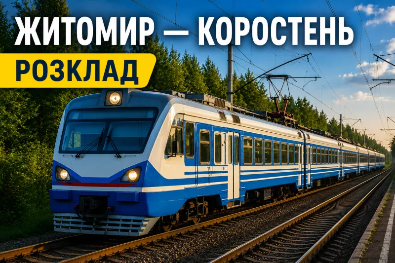 Електричка Житомир — Коростень: розклад руху та зупинки 