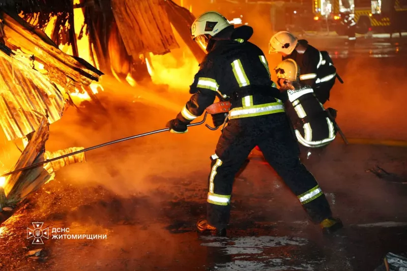 Rescuers have cleared the aftermath of the overnight attack on Zhytomyr region.