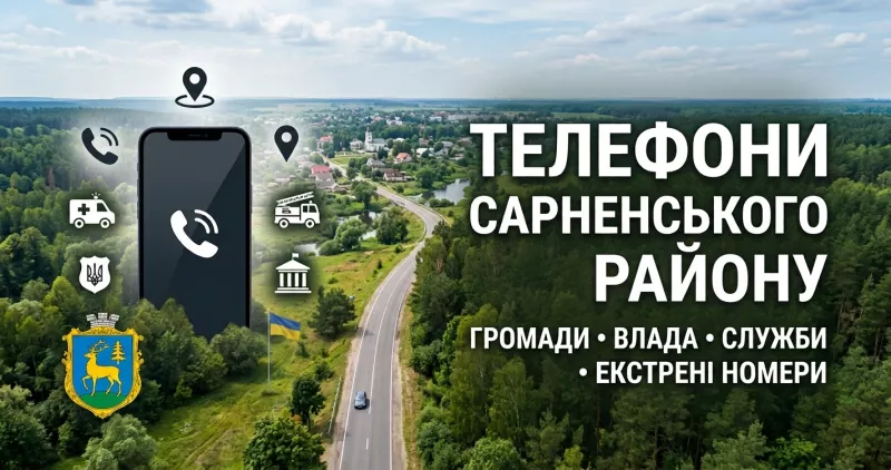 Телефони Сарненського району: громади, служби та екстрені контакти