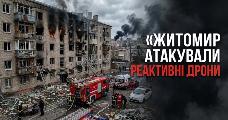 Житомир атакували реактивні дрони: повідомляють про велику кількість поранених